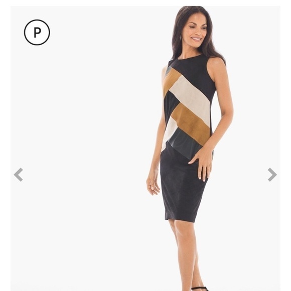 Chicos size 1 Neutral Color Blocking Sheath style dress - Picture 1 of 9